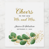 Cheers aan Mr en Mrs Elegant Wedding Wijn Etiket (Enkel label)