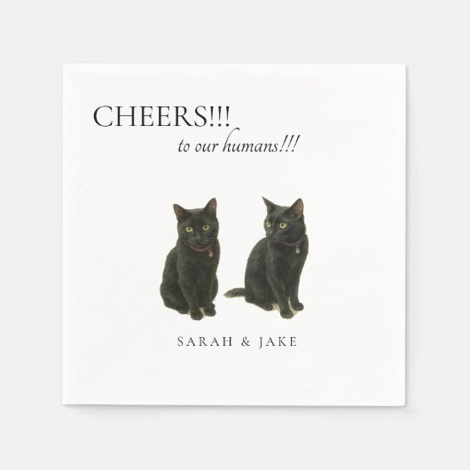 Cheers Aangepaste 2 Katten Zwarte Tekst Trouwserve Servet (Voorkant)