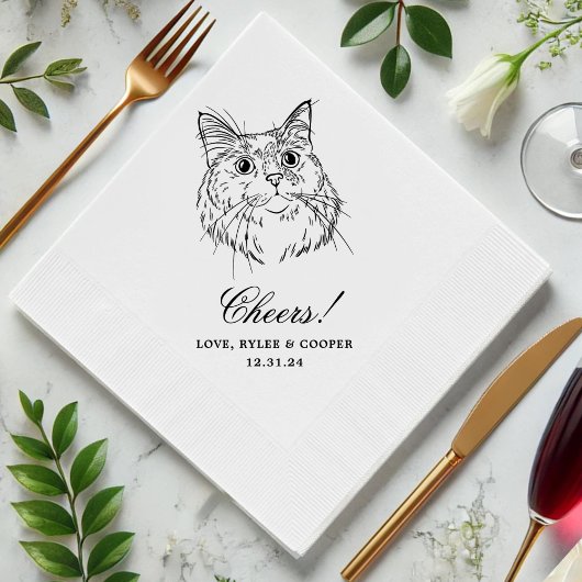Cheers Aangepaste kat getrokken Cocktail servetten