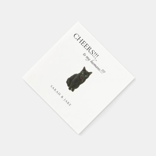 Cheers Aangepaste kat Zwarte Tekst Trouwservetten Servet (Hoek)