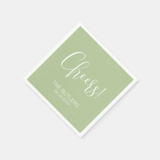 Cheers! Aangepaste Sage Groene Bruiloft Servetten (Hoek)