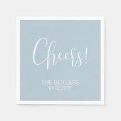 Cheers! Aangepaste stoffige blauwe bruiloft servet (Voorkant)