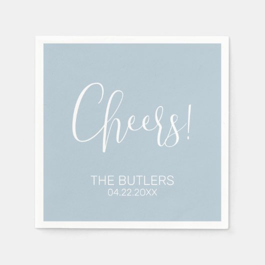 Cheers! Aangepaste stoffige blauwe bruiloft servet (Voorkant)