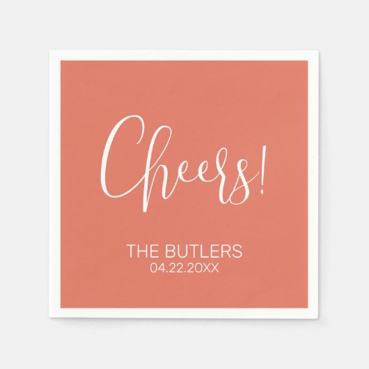 Cheers! Aangepaste terracotta bruiloft servetten (Voorkant)