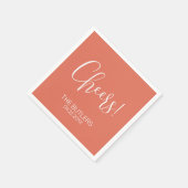 Cheers! Aangepaste terracotta bruiloft servetten (Hoek)
