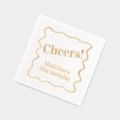 "Cheers" aanpasbaar bericht golvende grens partij Folie Servetten (Links)