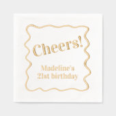 "Cheers" aanpasbaar bericht golvende grens partij Folie Servetten (Voorkant)