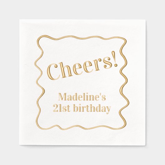 "Cheers" aanpasbaar bericht golvende grens partij Folie Servetten (Voorkant)