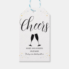 "Cheers" aanpasbaar huwelijkscadeau label Cadeaulabel
