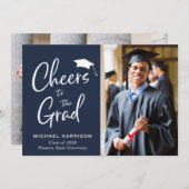 Cheers Afstudeerder 2 Fotoblauw Afstuderen Aankondiging (Voorkant / Achterkant)