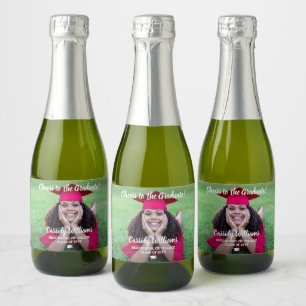 Cheers Afstuderen 1 Foto White Script Mini Split Sparkling Wijnetiket