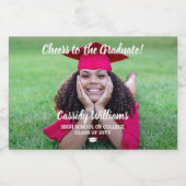 Cheers Afstuderen 1 Foto White Script Mini Split Sparkling Wijnetiket (Enkel label)