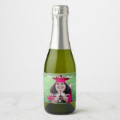 Cheers Afstuderen 1 Foto White Script Mini Split Sparkling Wijnetiket (Voorkant)