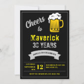 Cheers and Beer 30 jaar Birthday Black Dark Grey Kaart (Voorkant)