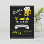 Cheers and Beer 30 jaar Birthday Black Dark Grey Kaart (Staand voorkant)