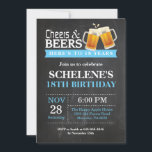 Cheers and Beers 18th Birthday Invitation Card Kaart<br><div class="desc">Cheers and Beers 18th Birthday Invitation Card. Volwassen verjaardag. Blauw. 16e 18e 21e 21e 30e 40e 50e 70e 80e 90e 100e. Elke leeftijd. Voor verdere aanpassing,  te klikken gelieve de knoop "van de Aanpassing het"en ons ontwerphulpmiddel te gebruiken om deze sjabloon te wijzigen.</div>