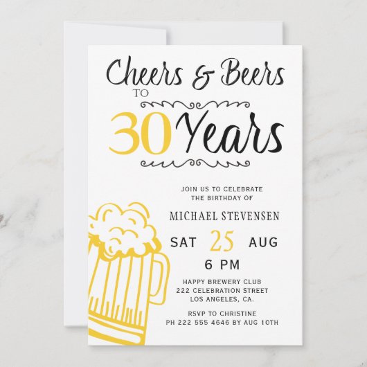 Cheers and beers 30e man casual verjaardag kaart (Voorkant)