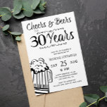 Cheers and beers 30e man casual verjaardag kaart<br><div class="desc">Informele en grappige kaasmakers en biertjes mannen dertig-jarige feestdagen met een fancy typografische script,  een mok voor doodle bier en  stijl zwemmen.             Geschikt voor om het even welke leeftijd of mijlpaal verjaardagspartij. Eenvoudig te personaliseren door leeftijd,  naam en feestgegevens te wijzigen!</div>