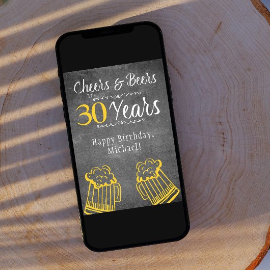 Cheers and beers 30e man mijlpaal verjaardag grapp kaart