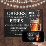 Cheers and Beers 30e verjaardag Rustic Kaart<br><div class="desc">Kaas en bier Birthday Invitations. Eenvoudig aan te passen. Alle tekst kan worden aangepast en kan eenvoudig worden gewijzigd voor uw eigen wensen. Chalkboard- en rustige achtergrondelementen. Fun Chalkboard zwaait en bloeit. Waterverf bier mok. Uitnodigingen voor hem. Band of achtertuin BBQ verjaardagsontwerp. Om het even welke leeftijd, verander enkel de...</div>