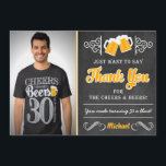Cheers and Beers 30th Birthday Hartelijk dank Bedankkaart<br><div class="desc">Birthday-thema kaas en bier

● Clipart door www.FreePik.com © Puggy Prints. Alle rechten voorbehouden.</div>