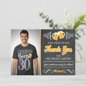 Cheers and Beers 30th Birthday Hartelijk dank Bedankkaart (Staand voorkant)