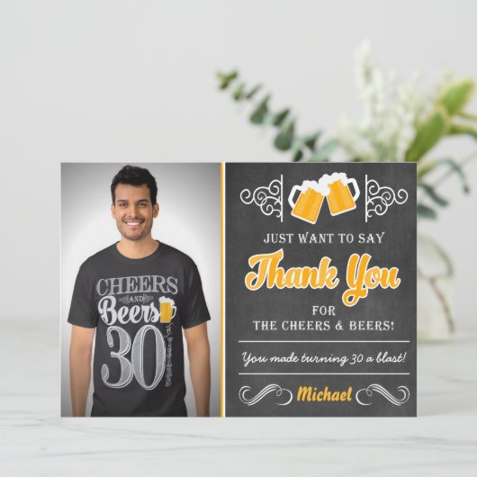 Cheers and Beers 30th Birthday Hartelijk dank Bedankkaart (Staand voorkant)