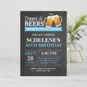 Cheers and Beers 30th Birthday Invitation Card Kaart (Staand voorkant)