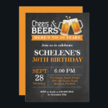 Cheers and Beers 30th Birthday Invitation Card Kaart<br><div class="desc">Cheers and Beers 30th Birthday Invitation Card. Volwassen verjaardag. Oranje. 16e 18e 21e 30e 40e 50e 70e 80e 90e 100e. Elke leeftijd. Voor verdere aanpassing,  te klikken gelieve de knoop "van de Aanpassing het"en ons ontwerphulpmiddel te gebruiken om deze sjabloon te wijzigen.</div>
