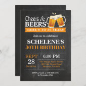 Cheers and Beers 30th Birthday Invitation Card Kaart (Voorkant / Achterkant)