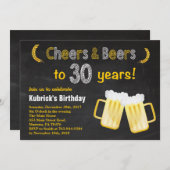 Cheers and Beers 30th Birthday Invitation Kaart (Voorkant / Achterkant)