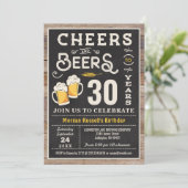 Cheers and Beers 30th Birthday Invitation Kaart (Staand voorkant)