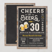 Cheers and Beers 30th Birthday Invitation Kaart (Voorkant / Achterkant)