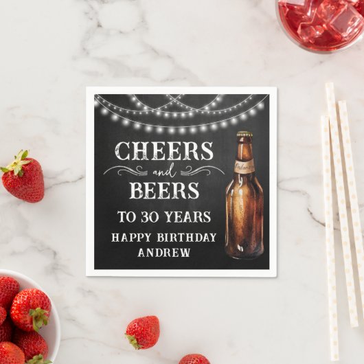 Cheers and Beers 30th Birthday Paper Napkin Servet (Insitu)