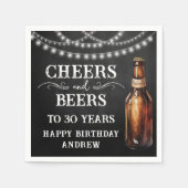 Cheers and Beers 30th Birthday Paper Napkin Servet (Voorkant)