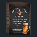 Cheers and Beers 30th Birthday Party Kaart<br><div class="desc">Kaas en bier Birthday Invitations. Eenvoudig aan te passen. Alle tekst kan worden aangepast en kan eenvoudig worden gewijzigd voor uw eigen wensen. Chalkbord- en plattelandachtergrondelementen. Fun Chalkboard zwaait en bloeit. Waterverf bier mok. Uitnodigingen voor hem. Band of achtertuin BBQ verjaardagsontwerp. Om het even welke leeftijd, verander enkel de tekst....</div>