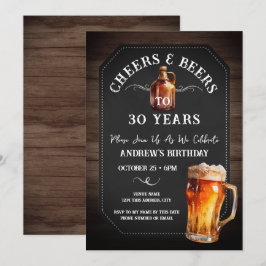 Cheers and Beers 30th Birthday Party Kaart