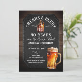 Cheers and Beers 40e Birthday Party Invitation Kaart (Staand voorkant)