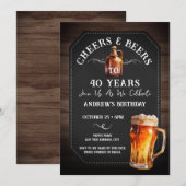 Cheers and Beers 40e Birthday Party Invitation Kaart (Voorkant / Achterkant)