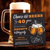 Cheers and Beers 40e Birthday Party Invitation Kaart