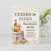 Cheers and Beers 40th Birthday Adult invitation  Kaart (Staand voorkant)