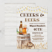 Cheers and Beers 40th Birthday Adult invitation  Kaart (Voorkant / Achterkant)