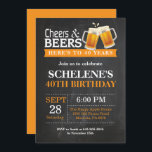 Cheers and Beers 40th Birthday Invitation Card Kaart<br><div class="desc">Cheers and Beers 40th Birthday Invitation Card. Volwassen verjaardag. Oranje. 16e 18e 21e 30e 40e 50e 70e 80e 90e 100e. Elke leeftijd. Voor verdere aanpassing,  te klikken gelieve de knoop "van de Aanpassing het"en ons ontwerphulpmiddel te gebruiken om deze sjabloon te wijzigen.</div>
