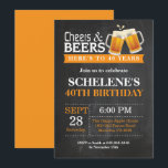 Cheers and Beers 40th Birthday Invitation Card Kaart<br><div class="desc">Cheers and Beers 40th Birthday Invitation Card. Volwassen verjaardag. Oranje. 16e 18e 21e 30e 40e 50e 70e 80e 90e 100e. Elke leeftijd. Voor verdere aanpassing,  te klikken gelieve de knoop "van de Aanpassing het"en ons ontwerphulpmiddel te gebruiken om deze sjabloon te wijzigen.</div>
