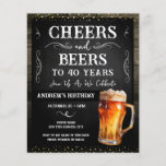 Cheers and Beers 40th Birthday Party Budget<br><div class="desc">Cheers and Beers Birthday Invitations. Easy to personalize. All text is adjustable and easy to change for your own party needs. Chalkboard and rustic wood background elements. Fun Chalkboard swirls and flourishes. Watercolor beer mug. Invitations for him. Bar or backyard BBQ birthday design. Any age,  just change the text.</div>