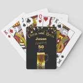 Cheers and Beers 50th Birthday Black and Gold Pokerkaarten (Achterkant)