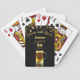 Cheers and Beers 50th Birthday Black and Gold Pokerkaarten