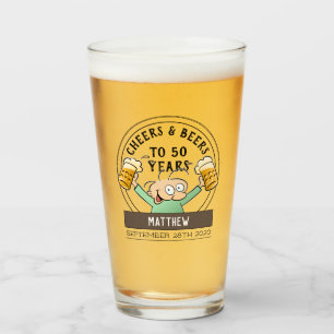 Cheers and Beers 50th Birthday Cartoon Glas