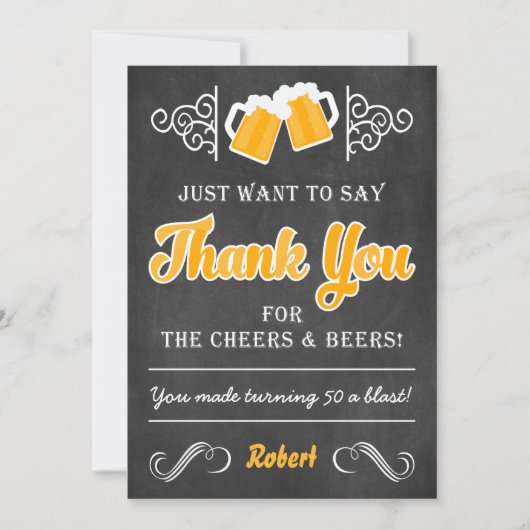 Cheers and Beers 50th Birthday Hartelijk dank Bedankkaart (Voorkant)