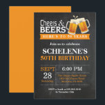 Cheers and Beers 50th Birthday Invitation Card Kaart<br><div class="desc">Cheers and Beers 50th Birthday Invitation Card. Volwassen verjaardag. Oranje. 16e 18e 21e 30e 40e 50e 70e 80e 90e 100e. Elke leeftijd. Voor verdere aanpassing,  te klikken gelieve de knoop "van de Aanpassing het"en ons ontwerphulpmiddel te gebruiken om deze sjabloon te wijzigen.</div>